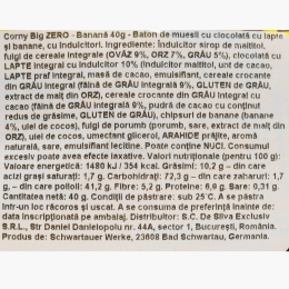 Baton de cereale cu ciocolată și banane, fără zahăr, 40g