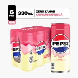 Băutură carbogazoasă aromă de cola, cu gust de căpșuni și frișcă Zero zahăr, 6X330ml