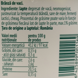 Brânză proaspătă de vacă 1% grăsime 1kg