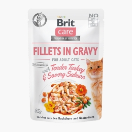 Hrană umedă pentru pisici adulte, cu curcan și somon Fillets in gravy, 85g
