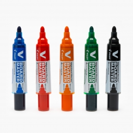 Set de 5 markere pentru tablă Vboard Master, 6 mm vârf rotund