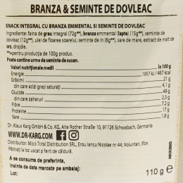 Snack integral cu emmental și semințe de dovleac 110g