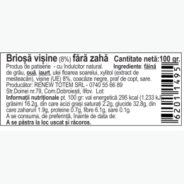Brioșă cu vișine, fără zahăr 100g
