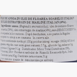 File anșoa 100% italian, în ulei, 90g
