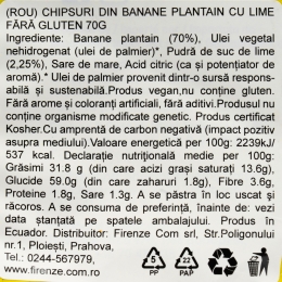 Chipsuri din banane plantain cu lime 70g