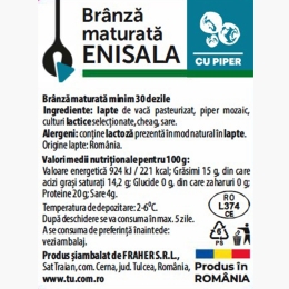 Brânză maturată cu piper Enisala, maturată minim 30 de zile, 250g