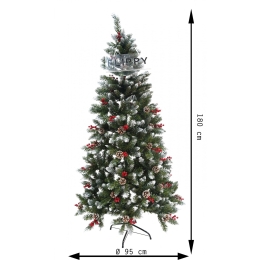 Brad artificial de Crăciun, secționat pentru perete/colț, 1.80 m înălțime, verde, decorat, diametru inferior 95 cm