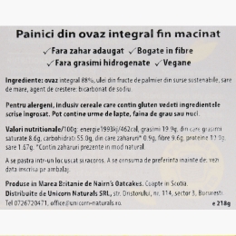 Pâinici din ovăz integral fin măcinat, 218g