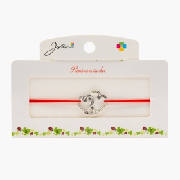 Mărțișor brățară cu nod dublu Două inimi, model 1