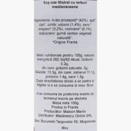 Măslinescu - Sos iute Mistral cu ierburi mediteraneene 100g