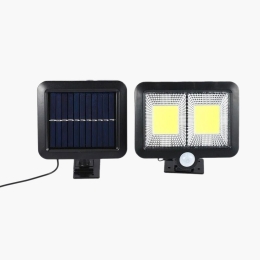 Lampă solară cu senzor de mișcare, 108 COB LED, 2 grile, 2400lm, ip65, negru