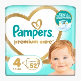 Scutece Premium Care, mărimea 4, 9-14kg, 52 buc