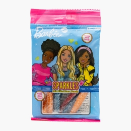 Jeleuri batoane acrișoare cu aromă de fructe Barbie Sparkles Sticks 80g