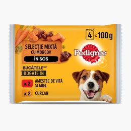 Hrană umedă pentru câini adulți, 4x100g, selecție delicioasă în sos 