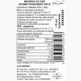 Macrou cu cap afumat eviscerat 250g