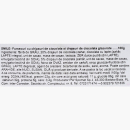 Fursecuri cu chipsuri de ciocolată și drajeuri de ciocolată glazurate Smile cookies, 100g