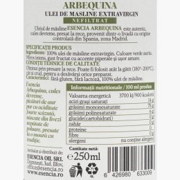 Ulei de măsline extravirgin Arbequina 250ml