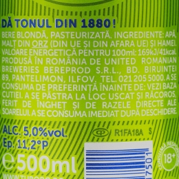 Bere blondă pasteurizată, doză 500ml