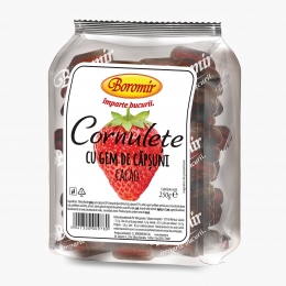 Cornulețe cu gem de căpșuni și cacao 250g