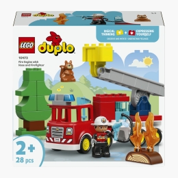 Camion de pompieri cu furtun și pompier, 10473 Duplo, 28 piese, +2 ani