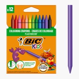 Creioane cerate plastifiate Kids Plastidecor 12 buc
