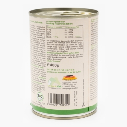 Hrană eco umedă pentru câini, 400g, cu orez, morcov, curcan și mere
