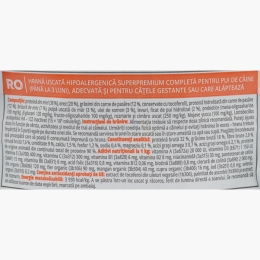 Hrană uscată hipoalergenică pentru câini juniori, cu miel, 2.5kg