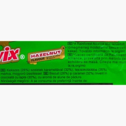 Baton cu biscuit, caramel si alune, învelit în ciocolată cu lapte 46g
