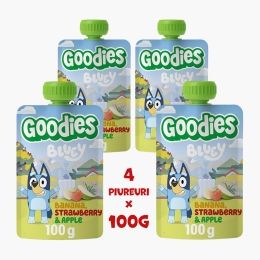 Piure de banane, căpșune și mere și Bluey, +3 ani, 4x100g