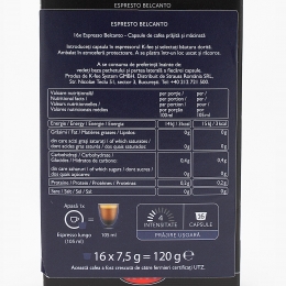 Capsule cafea, Belcanto Lungo, 16 băuturi, 120g