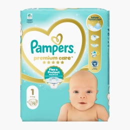 Scutece Premium Care nou-născut, mărimea 1, 2-5kg, 72 buc