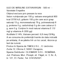 Ulei de măsline extravirgin Empeltre 500ml