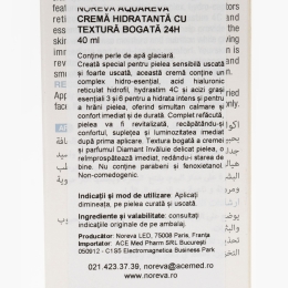 Cremă hidratantă cu textură bogată 24H Aquareva 40ml