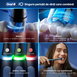 Periuță de dinți electrică iO 3, 1 capăt de periaj, baterie durabilă, trusă de călătorie, negru