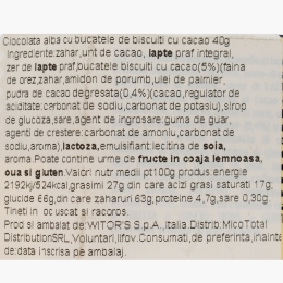 Ciocolată albă cu biscuiți crocanți cu cacao Harry Potter 40g