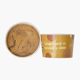 Înghețată artizanală de caramel sărat cu ciocolată și alune 140g