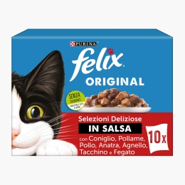 Hrană umedă pentru pisici, 10x85g, mix de arome (iepure, pasăre, pui, rață, miel, curcan și ficat)