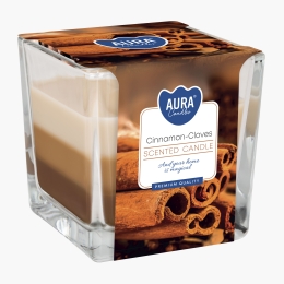 Lumânare parfumată în pahar în trei culori - Scorțișoară-Cuișoare