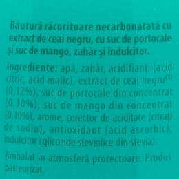 Băutură răcoritoare necarbonatată Ice Tea cu ceai negru, cu gust de portocale și mango și piersică 1.5l