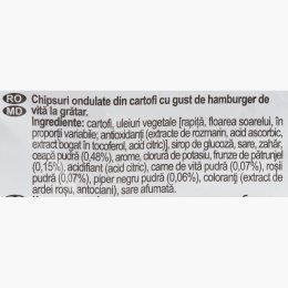 Chipsuri ondulate din cartofi cu aromă de hamburger, Wavy 115g