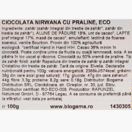 Ciocolată cu praline Nirwana eco, 100g
