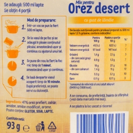 Mix pentru orez desert cu gust de lămâie, 93g