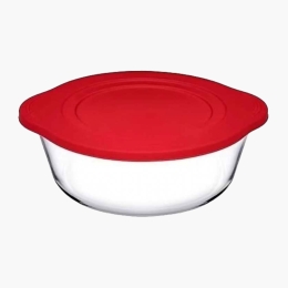 Vas din sticlă termorezistentă cu capac de plastic Borcam 1.45l