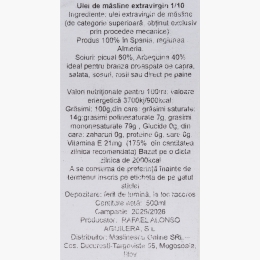 Măslinescu - Novello - Ulei de măsline extravirgin eco, filtrat, 1/10, 500ml
