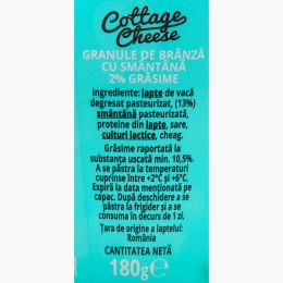 Granule de brânză Cottage cu smântână 2% grăsime 180g