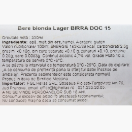 Bere blondă lager DOC 15, 4.7%, 330ml