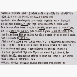 Praline de ciocolată cu lapte și cremă de alune și cereale crocante Golden cu jucărie de pluș 100g