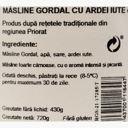 Măslinescu - Măsline Gordal cu ardei iute, 430g
