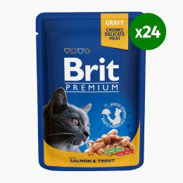 Hrană umedă pentru pisici, cu somon si păstrăv, 24x100g