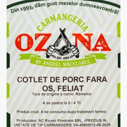 Cotlet de porc fără os, feliat 750g